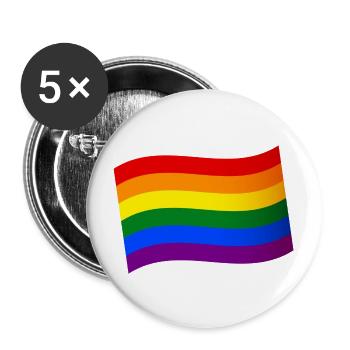 RAINBOW FLAG gay pride LGBT LGBTQ Liebe ist Liebe - Buttons groß 56 mm (5er Pack) - Weiß - Vorne