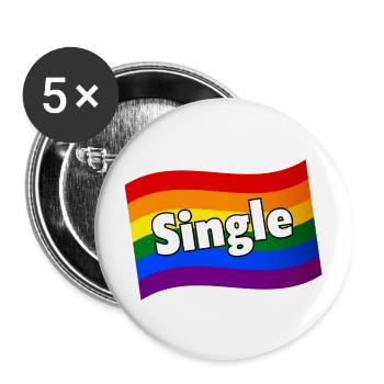 Gay Pride single gay people rainbow flag LGBTQ - Buttons large 2.2''/56 mm (5-pack) - white - Front