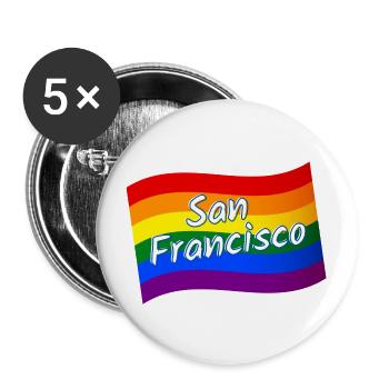 Gay Pride San Francisco drapeau arc-en-ciel LGBT LGBTQ - Lot de 5 grands badges (56 mm) - blanc - Devant