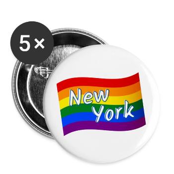 Gay Pride New York drapeau arc-en-ciel LGBT LGBTQ pride - Lot de 5 grands badges (56 mm) - blanc - Devant