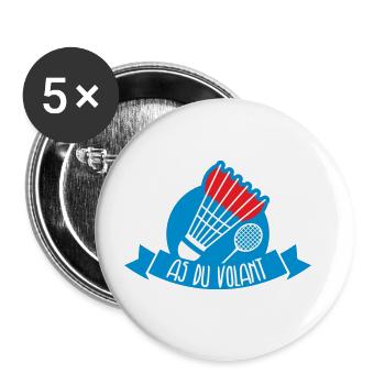 Badminton - As du volant - Lot de 5 grands badges (56 mm) - blanc - Devant