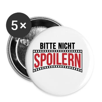 Farben änderbar | Bitte nicht Spoilern - Buttons groß 56 mm (5er Pack) - Weiß - Vorne