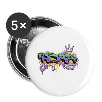 Rome Roma Italie Ville Graffiti Spray Sprayer - Lot de 5 grands badges (56 mm) - blanc - Devant