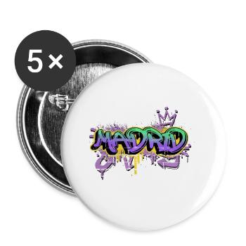 Madrid Espagne City Graffiti Spray Sprayer - Lot de 5 grands badges (56 mm) - blanc - Devant
