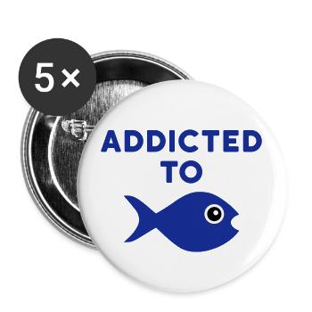 Addicted to fish (Fisch mit großem Auge) - Buttons large 2.2''/56 mm (5-pack) - white - Front