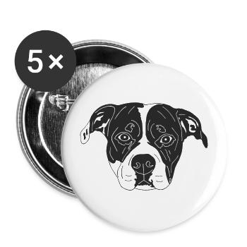 Old English Bulldog - Buttons groß 56 mm (5er Pack) - Weiß - Vorne
