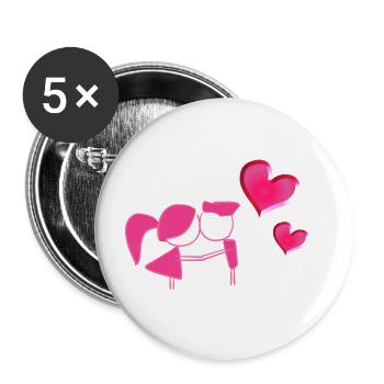 pinkes pärchen symbol liebe - Buttons groß 56 mm (5er Pack) - Weiß - Vorne
