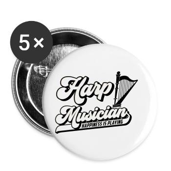Harfenmusiker Harfenspieler Harfe | Farbe änderbar - Buttons groß 56 mm (5er Pack) - Weiß - Vorne