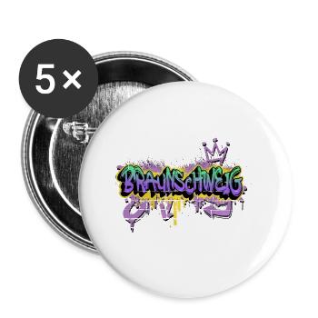 Braunschweig Deutschland Stadt Graffiti Sprayer - Buttons groß 56 mm (5er Pack) - Weiß - Vorne