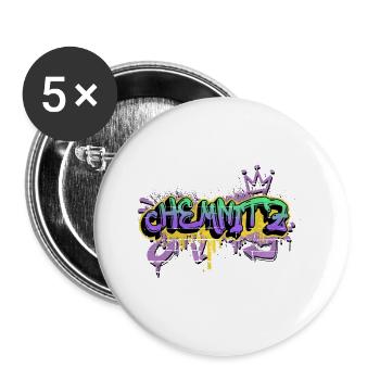 Chemnitz Deutschland Stadt Graffiti Spray Sprayer - Buttons groß 56 mm (5er Pack) - Weiß - Vorne