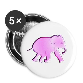 pinker elefant glitzer tier - Buttons groß 56 mm (5er Pack) - Weiß - Vorne