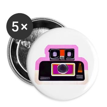 Vintage - Appareil photo instantané rétro - AI Art - Lot de 5 grands badges (56 mm) - blanc - Devant