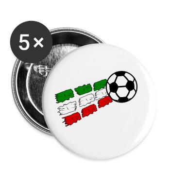 Fußball Macht Italien - Buttons groß 56 mm (5er Pack) - Weiß - Vorne