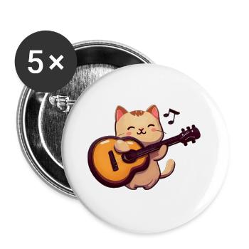 Chat faisant de la musique - Lot de 5 grands badges (56 mm) - blanc - Devant