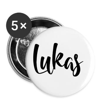 Nom - Lukas - Lot de 5 grands badges (56 mm) - blanc - Devant