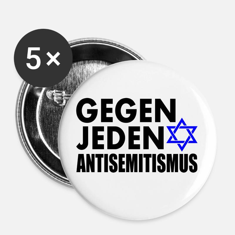 Gegen jeden antisemitismus - Buttons groß 56 mm (5er Pack) - Weiß
