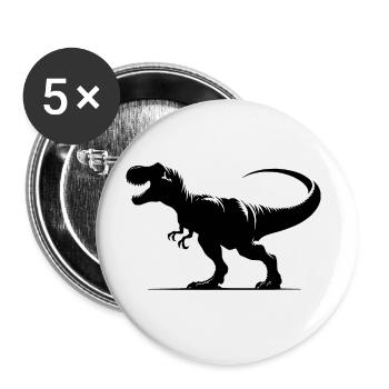 Dinosaure T-Rex rugissant - Tyrannosaurus Dino - Lot de 5 grands badges (56 mm) - blanc - Devant