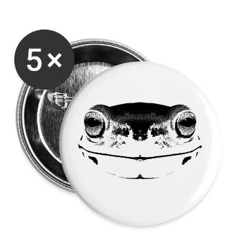 Frosch / Gesicht / frog Face - Buttons groß 56 mm (5er Pack) - Weiß - Vorne