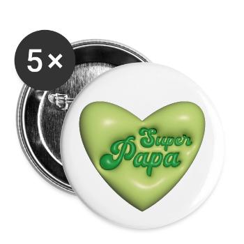 Super Papa - Lot de 5 grands badges (56 mm) - blanc - Devant