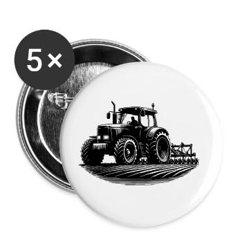 Feld Schlepper Landmaschinen Feldarbeit Traktor - Buttons groß 56 mm (5er Pack) - Weiß - Vorne