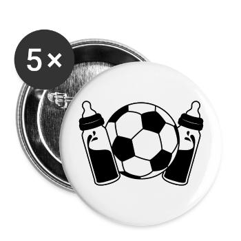 Premier biberons de football de la fête des pères papa fils - Lot de 5 grands badges (56 mm) - blanc - Devant