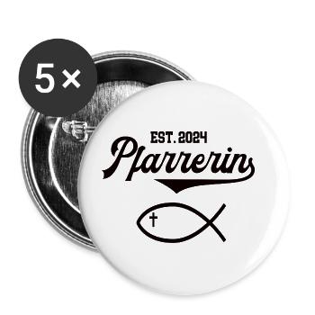 Pfarrerin est 2024 Fisch Symbol Christentum Kirche - Buttons groß 56 mm (5er Pack) - Weiß - Vorne