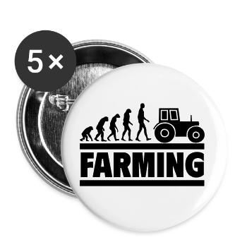 Evolution des Bauern Vom Mensch zum Traktorfahrer - Buttons groß 56 mm (5er Pack) - Weiß - Vorne