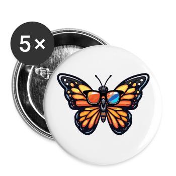 Papillon Bande dessinée cool - Lot de 5 grands badges (56 mm) - blanc - Devant