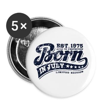 Born in July 1975 - Geburtstag - Geschenk - Buttons groß 56 mm (5er Pack) - Weiß - Vorne