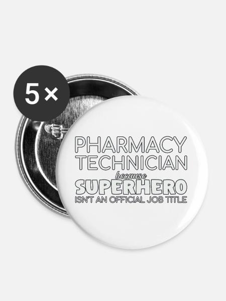 Pharmacy technician Superhero - Buttons groß 56 mm (5er Pack) - Weiß