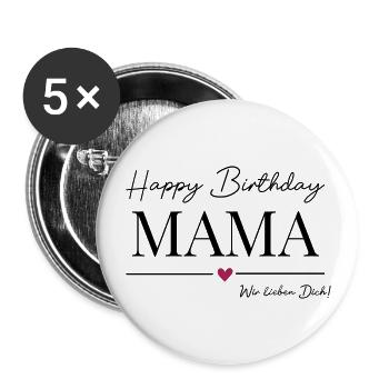 Happy Birthday Mom! Mom's Birthday - Buttons large 2.2''/56 mm (5-pack) - white - Front