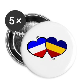Frankreich Rumänien Liebe - Buttons groß 56 mm (5er Pack) - Weiß - Vorne