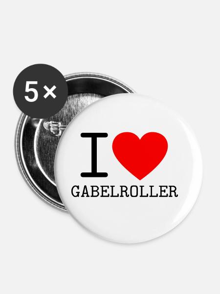 I love Gabelroller Österreich Wienerisch Dialekt - Buttons groß 56 mm (5er Pack) - Weiß