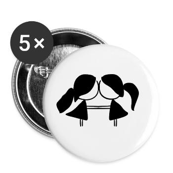 Couple lesbian symbol love lgbt - Buttons large 2.2''/56 mm (5-pack) - white - Front