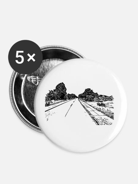 Einsame romantische Straße ins Nirgendwo - Buttons groß 56 mm (5er Pack) - Weiß