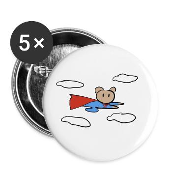 Hero Symbol Fly Bear Animal - Buttons large 2.2''/56 mm (5-pack) - white - Front