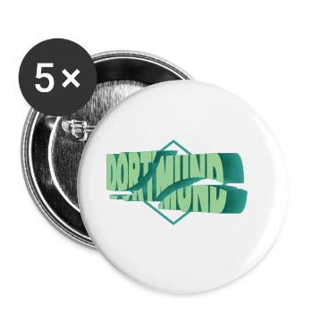 Dortmund Deutschland Stadt 3D Schrift Skyline - Buttons groß 56 mm (5er Pack) - Weiß - Vorne
