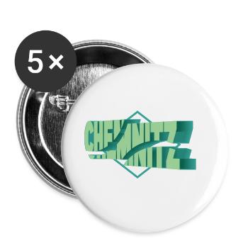 Chemnitz Germany City 3D Font Skyline - Buttons large 2.2''/56 mm (5-pack) - white - Front