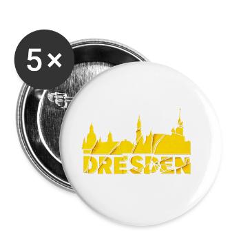 Dresde Allemagne City Font Skyline brisée - Lot de 5 grands badges (56 mm) - blanc - Devant