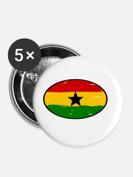 Ghana Aufkleber - Buttons groß 56 mm (5er Pack) - Weiß