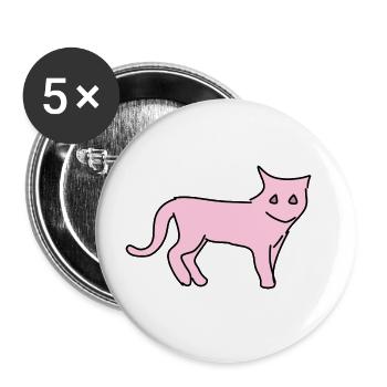 Katze Symbol Haustier Tier pink - Buttons groß 56 mm (5er Pack) - Weiß - Vorne