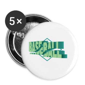 Baseball 3D Font Baseball Player Fan Sport - Buttons large 2.2''/56 mm (5-pack) - white - Front