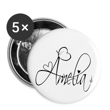 Amelia Last Name First Name Girl Calligraphy Decor - Buttons large 2.2''/56 mm (5-pack) - white - Front