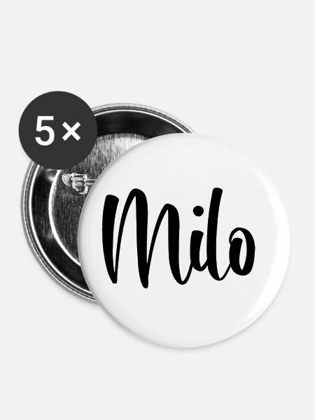 Vorname Milo - Buttons groß 56 mm (5er Pack) - Weiß