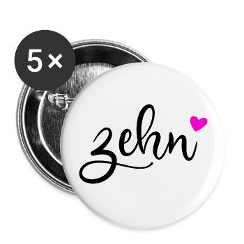 Now Ten Herz Zehn Zehnter Geburtstag Süß Mädchen - Buttons groß 56 mm (5er Pack) - Weiß - Vorne