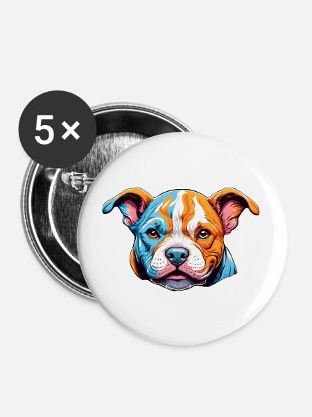 Boxer Dogs Puppy Colorful Logo - Buttons large 2.2''/56 mm (5-pack) - white