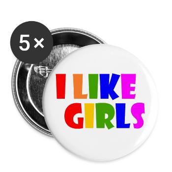 I like girls - Buttons large 2.2''/56 mm (5-pack) - white - Front