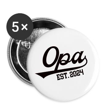 Opa 2024 Ich Werde Opi Schwangerschaft Verkünden - Buttons groß 56 mm (5er Pack) - Weiß - Vorne