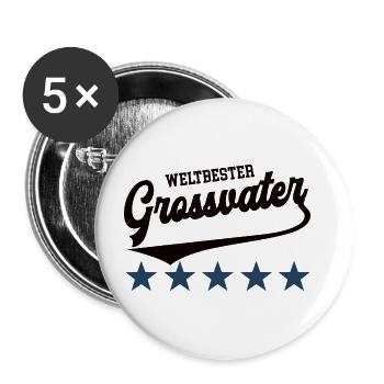Weltbester Grossvater Bester Opa Papa Großpapa - Buttons groß 56 mm (5er Pack) - Weiß - Vorne
