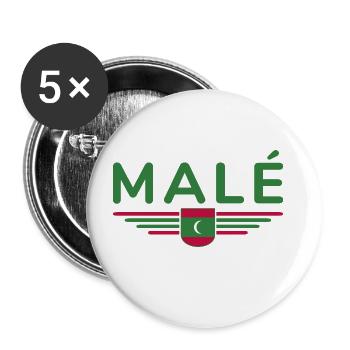 Malé Fans: Stilvolle Kleidung - Buttons groß 56 mm (5er Pack) - Weiß - Vorne